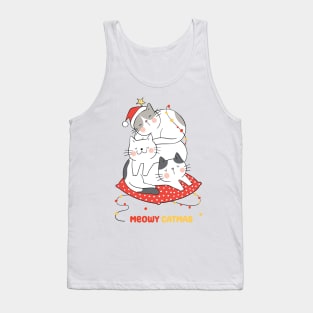 Meowy Catmas Sleeping Cats Design Tank Top